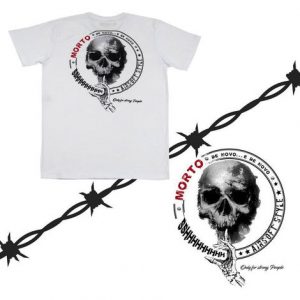 CAMISETA TAITUS - BRANCA, TAM M - 100% ALGODÃO - CAVEIRA