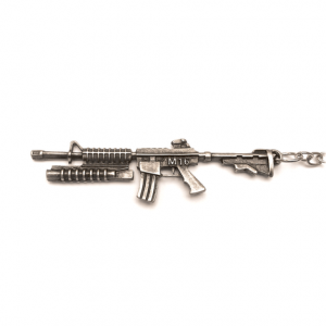 CHAVEIRO EM METAL, COR PRATA ENVELHECIDO, MODELO M16