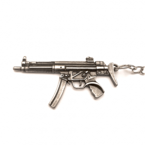 CHAVEIRO EM METAL, COR PRATA ENVELHECIDO, MODELO MP5